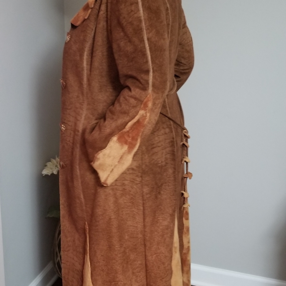 Trench Long Coat Faux Suede